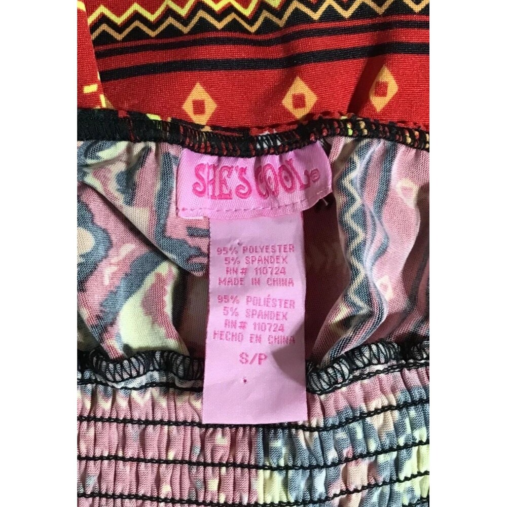 She's Cool Maxi Babydoll Dress Womens Small Abstract Artsy Vibrant Smocked Batik - Picture 13 of 13